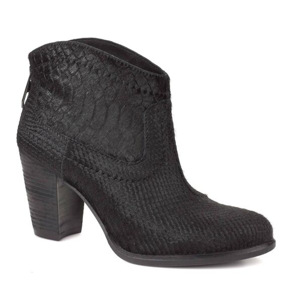 UGG Charlotte Snake Embossed Calf Hair Heeled Zip Back Booties, Sz 7 - Picture 1 of 13